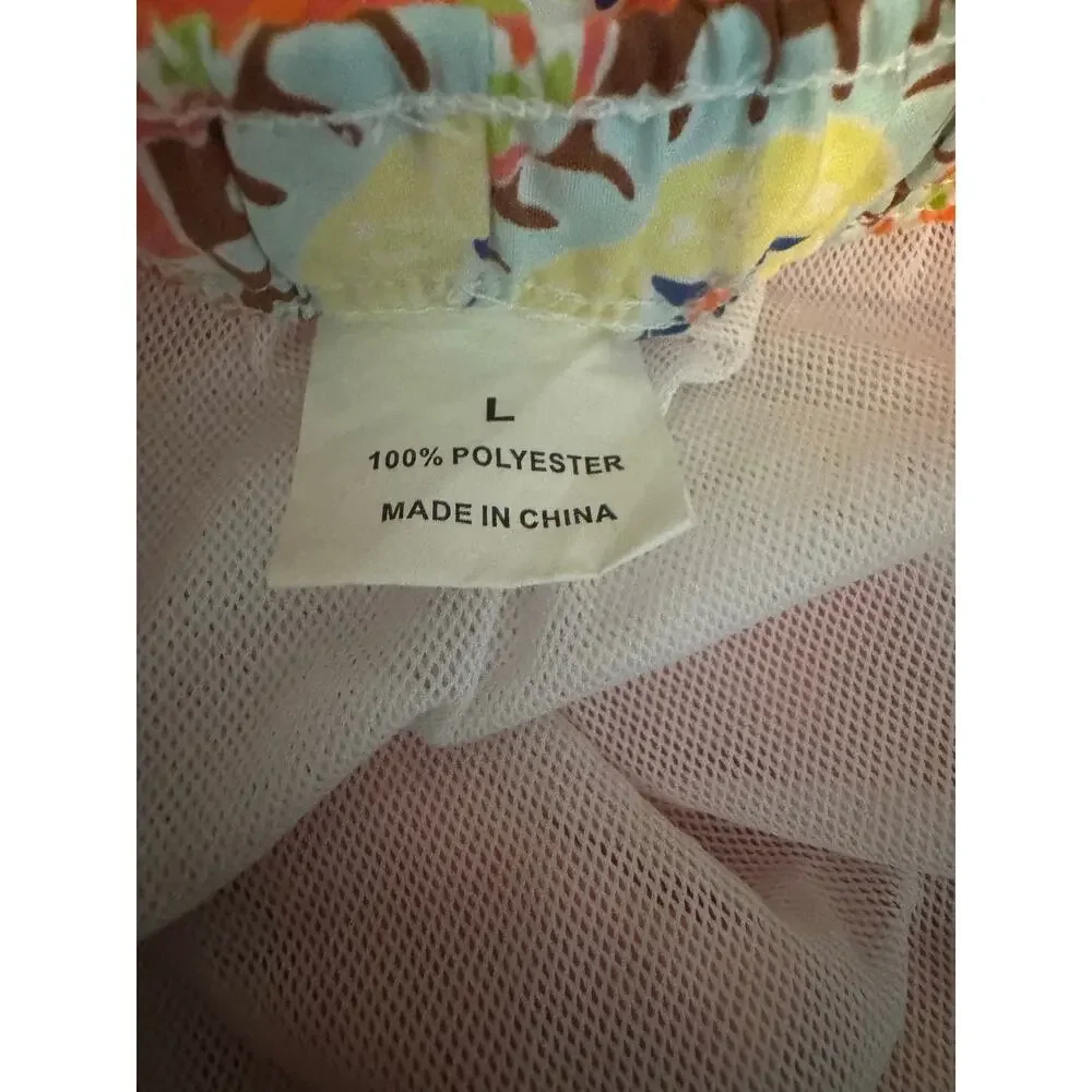 Peter Millar Swim Trunks Mens L Orange Koi Print Lined 8